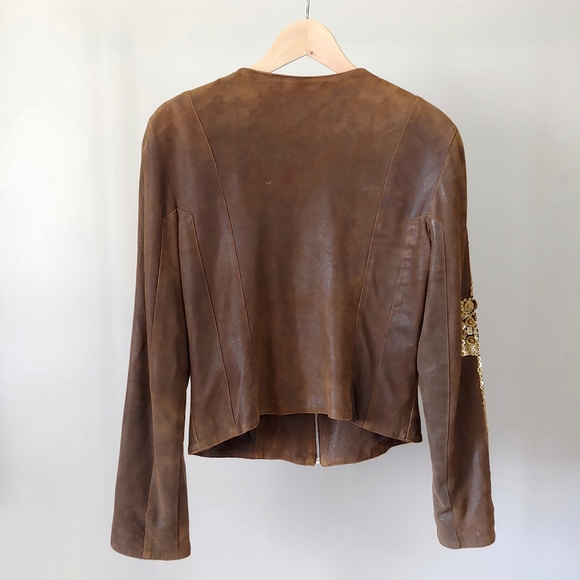 Sachin + Babi For Ankasa Brown Leather Jacket Size 8 - Picture 6 of 16